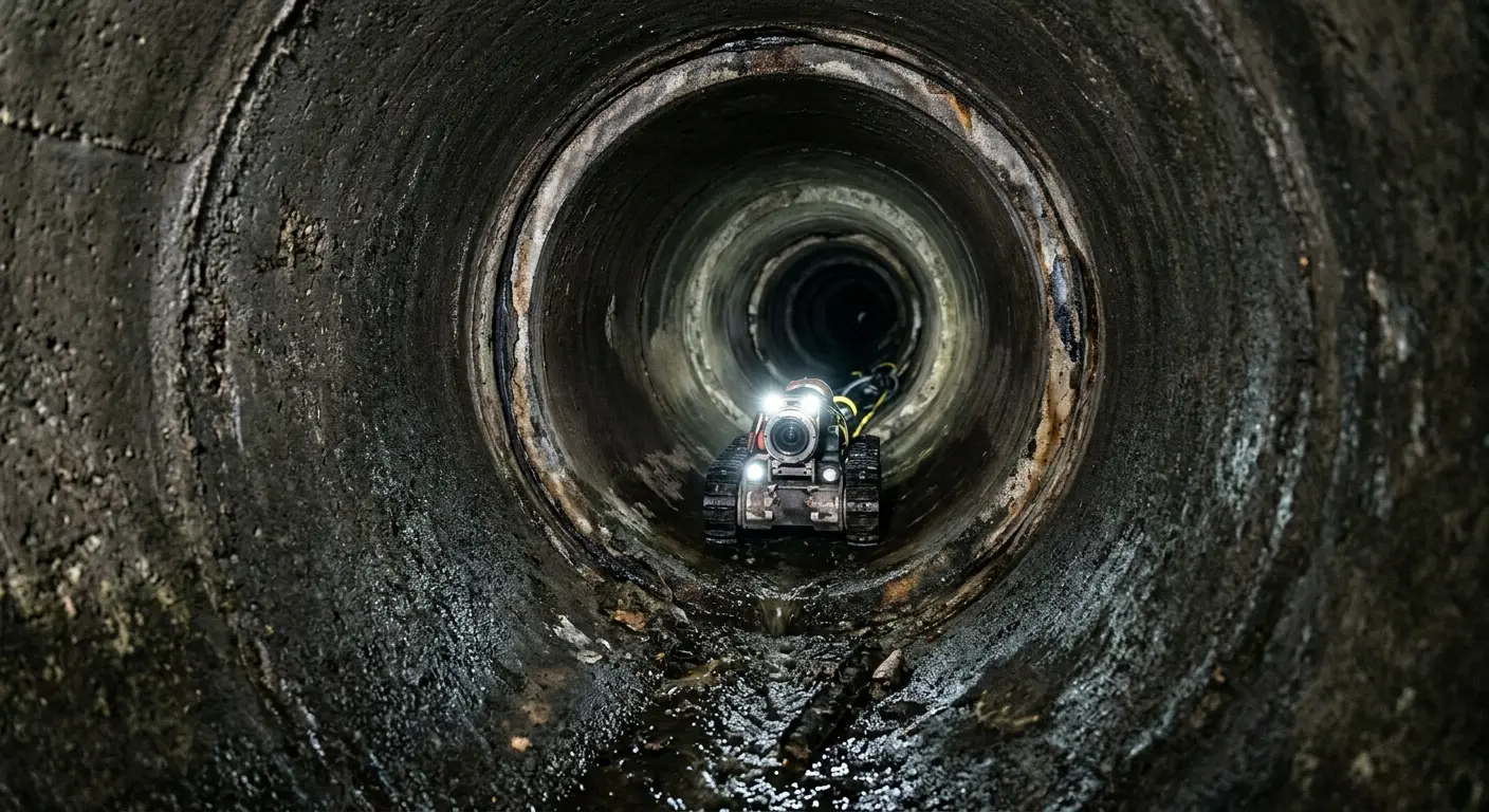 Robotic sewer camera inspecting pipe interior for Drain Snake Service in Southgate